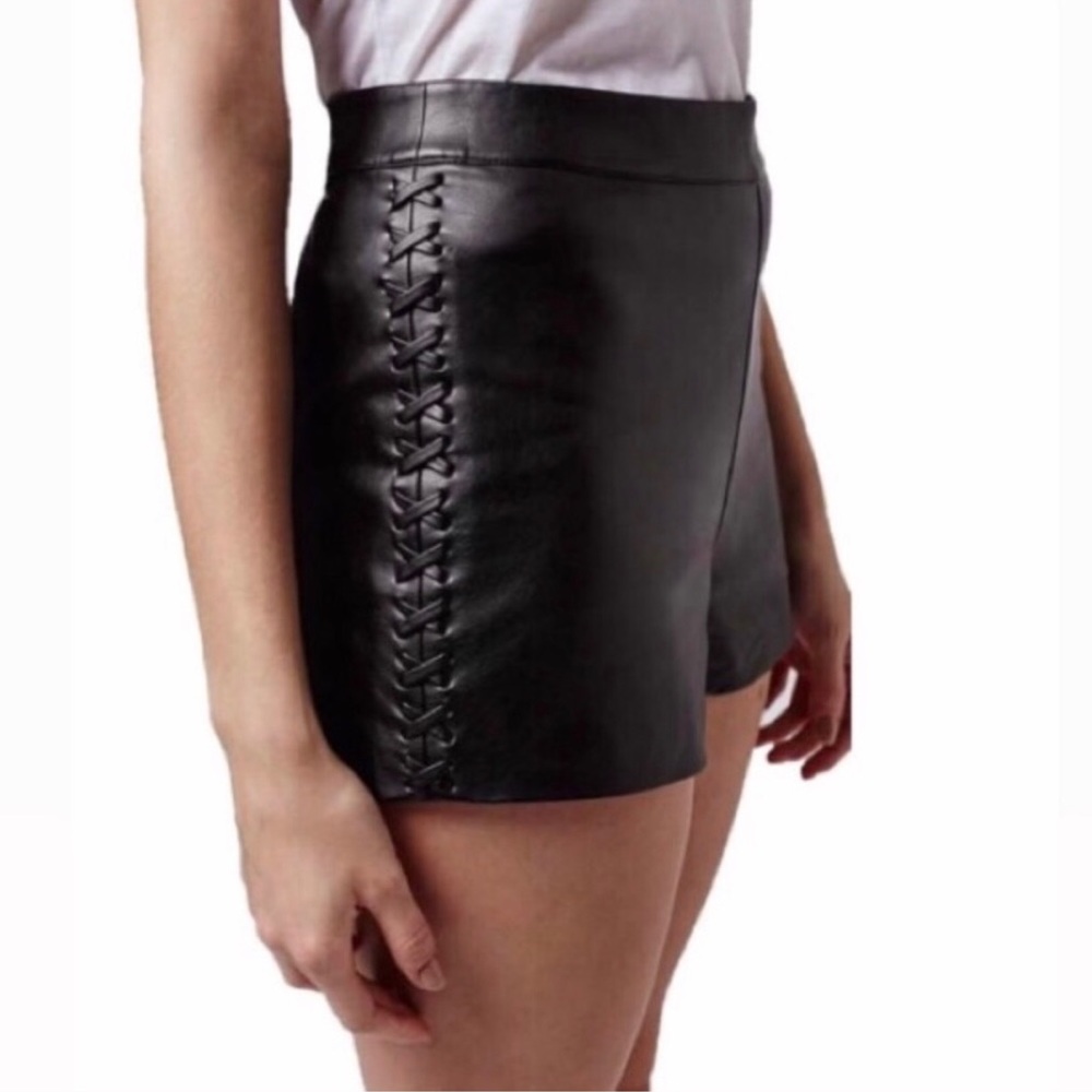 Top Shop Faux Leather High Rise Short